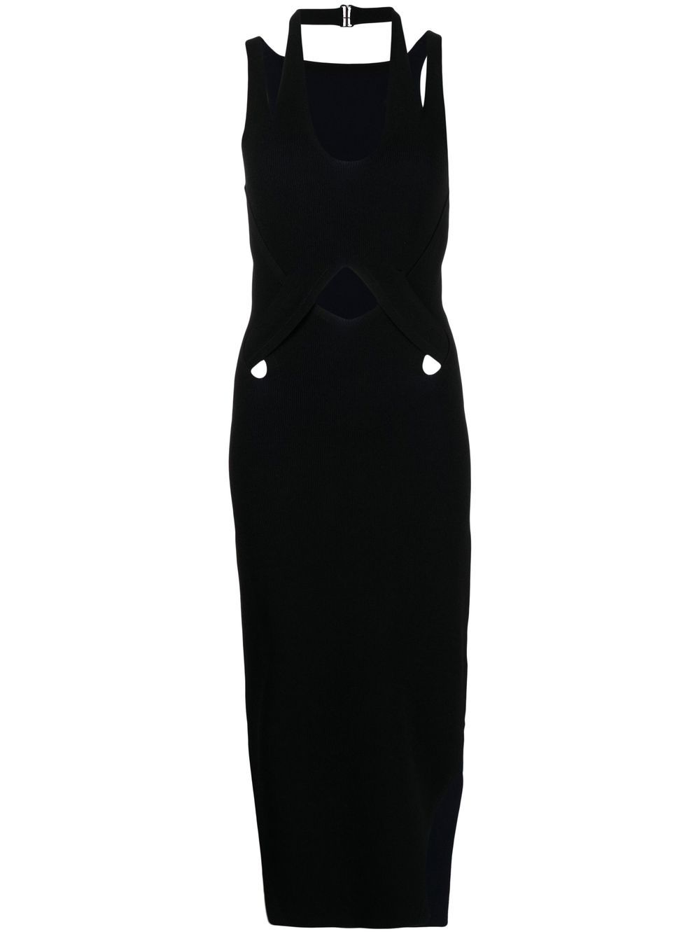 Dion Lee 镂空细节中长连衣裙 - 黑色