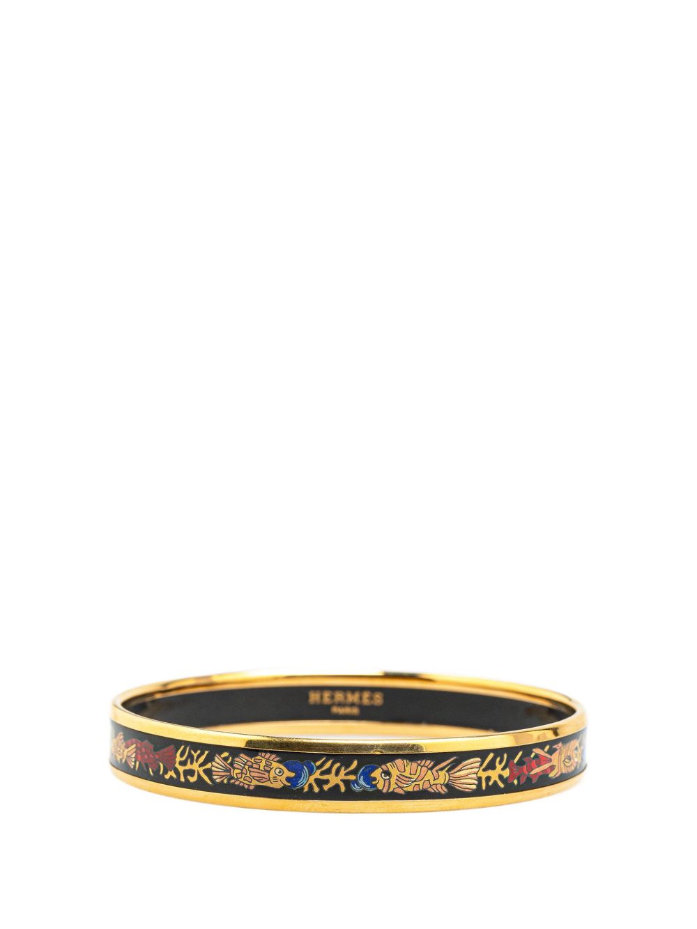 Hermès Pre-Owned Cloisonne 65 窄款珐琅手镯（1900年代典藏款） - 黑色