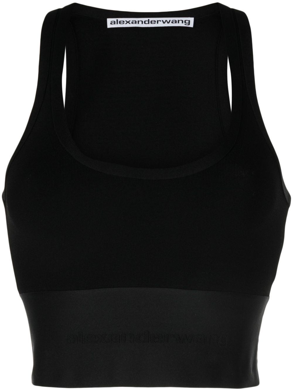 Alexander Wang logo腰边短款坦克背心 - 黑色