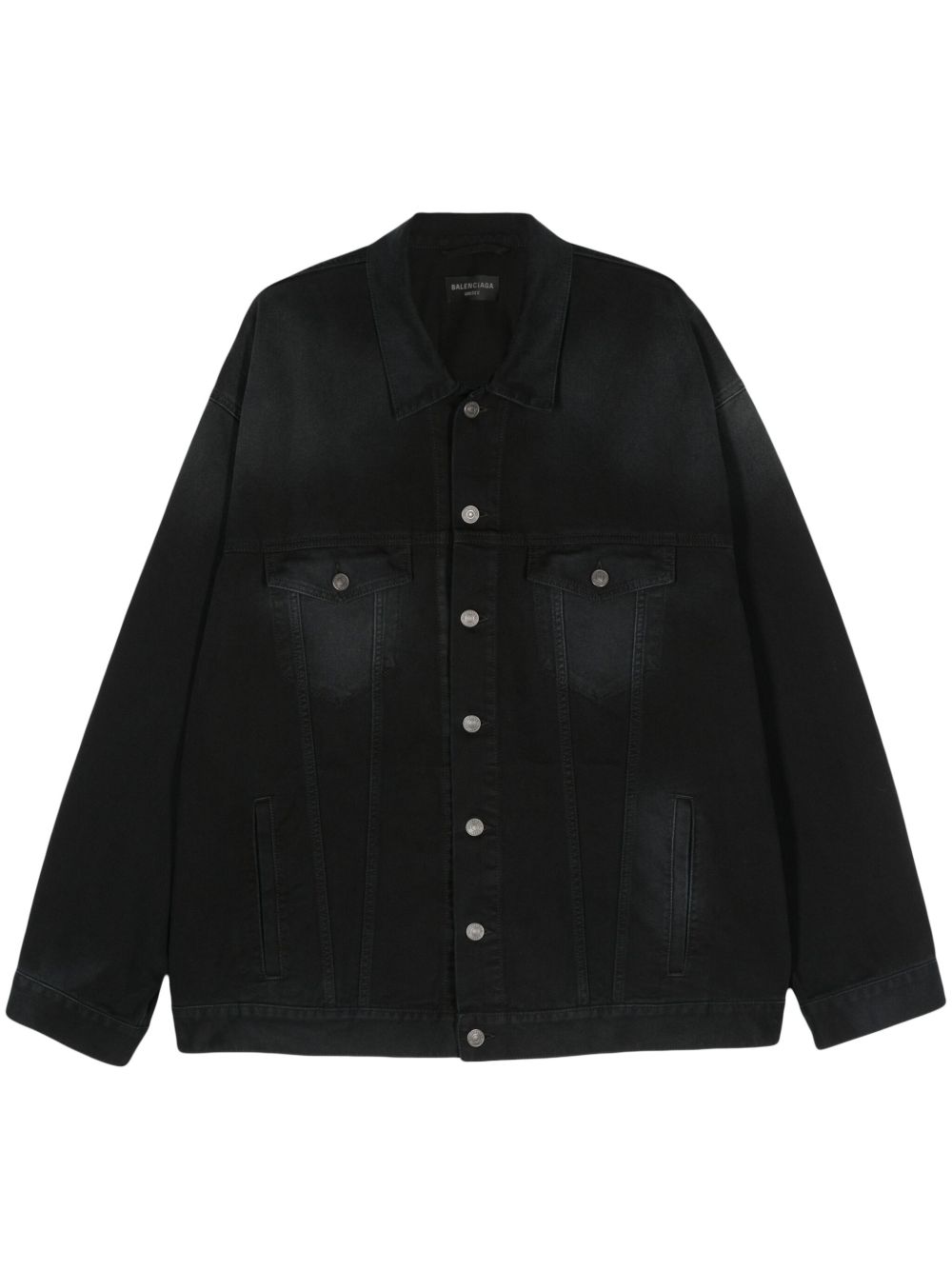 Balenciaga logo印花牛仔夹克 - 黑色