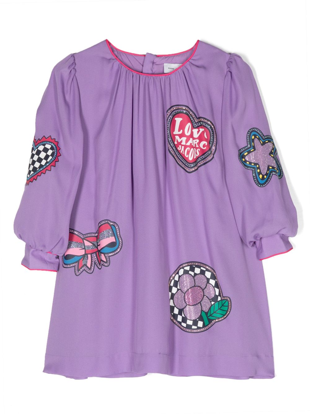 Marc Jacobs Kids 印花徽章迷你连衣裙 - 紫色