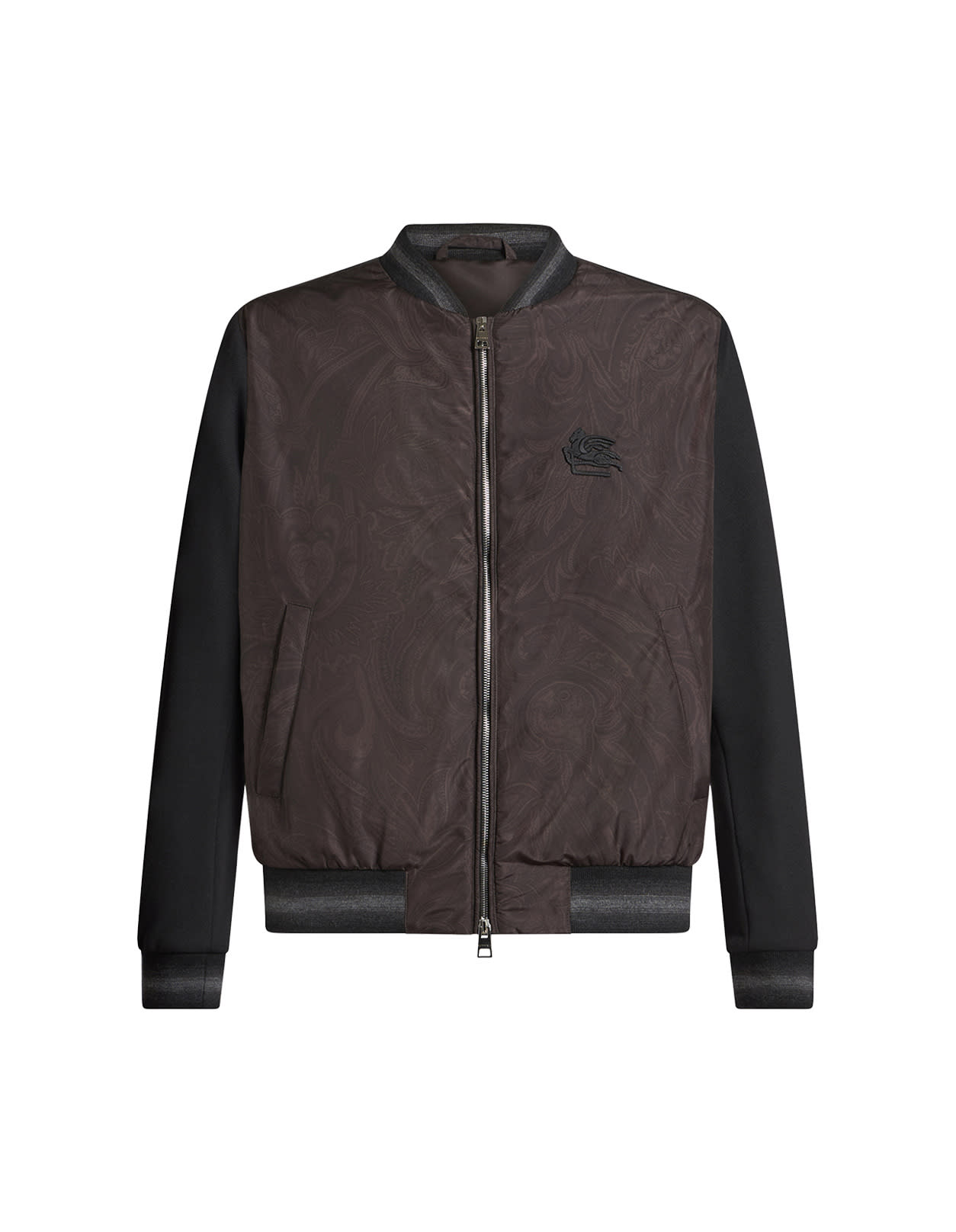 Etro Black Paisley Bomber Jacket With Logo