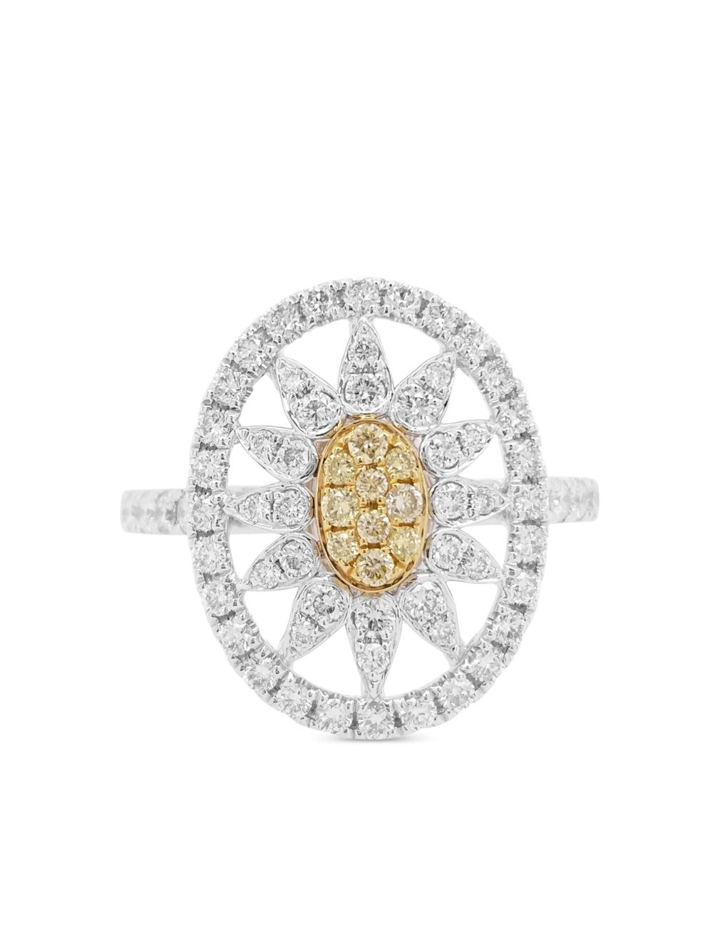 HYT Jewelry 18K黄金铂金钻石戒指 - 银色