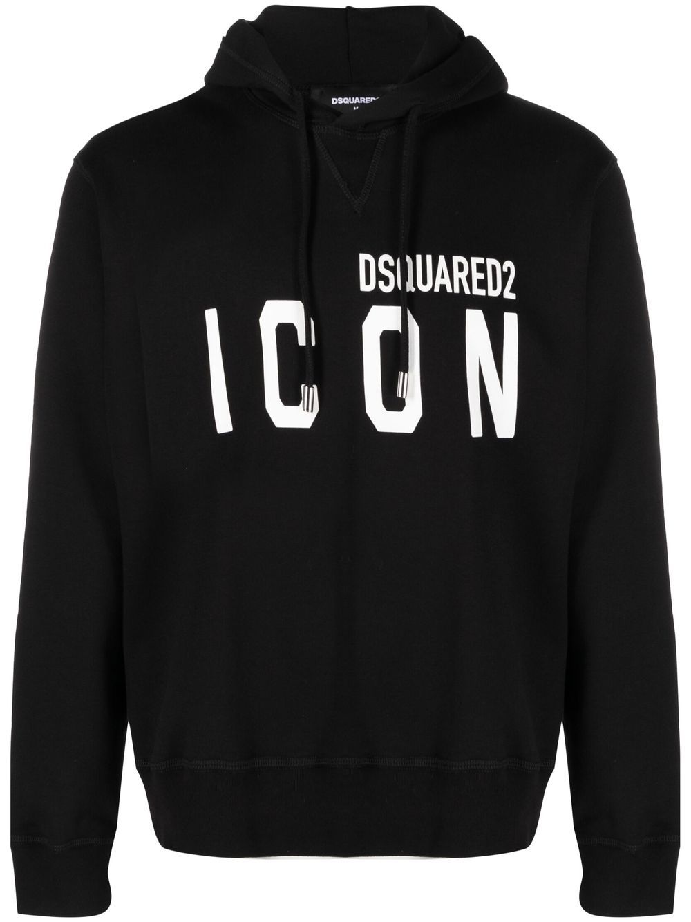 DSQUARED2 logo印花棉连帽衫 - 黑色