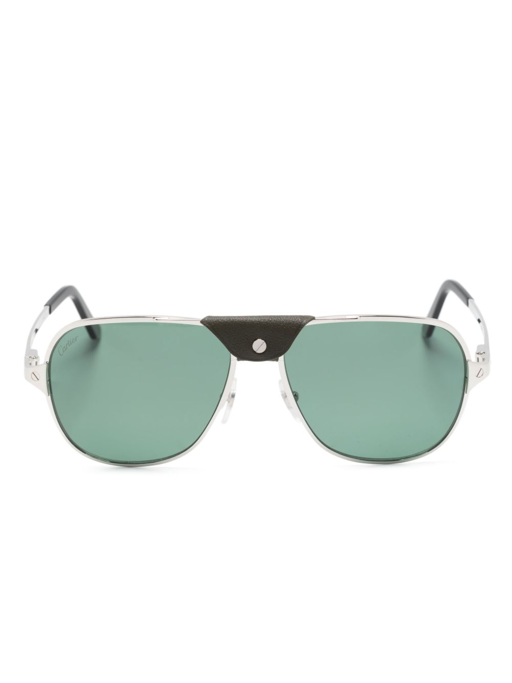 Cartier Eyewear Santos de Cartier 飞行员太阳眼镜 - 银色