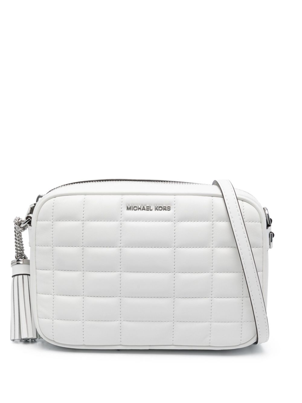 Michael Michael Kors Jet Set 中号皮质斜挎包 - 白色
