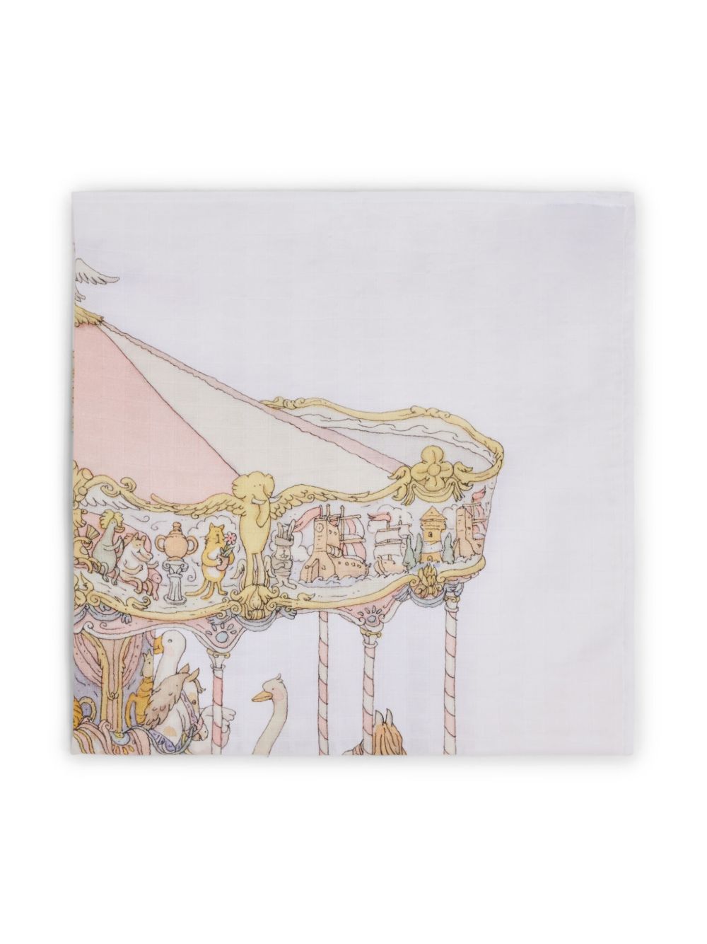 Atelier Choux 插画印花棉毯子 - 白色
