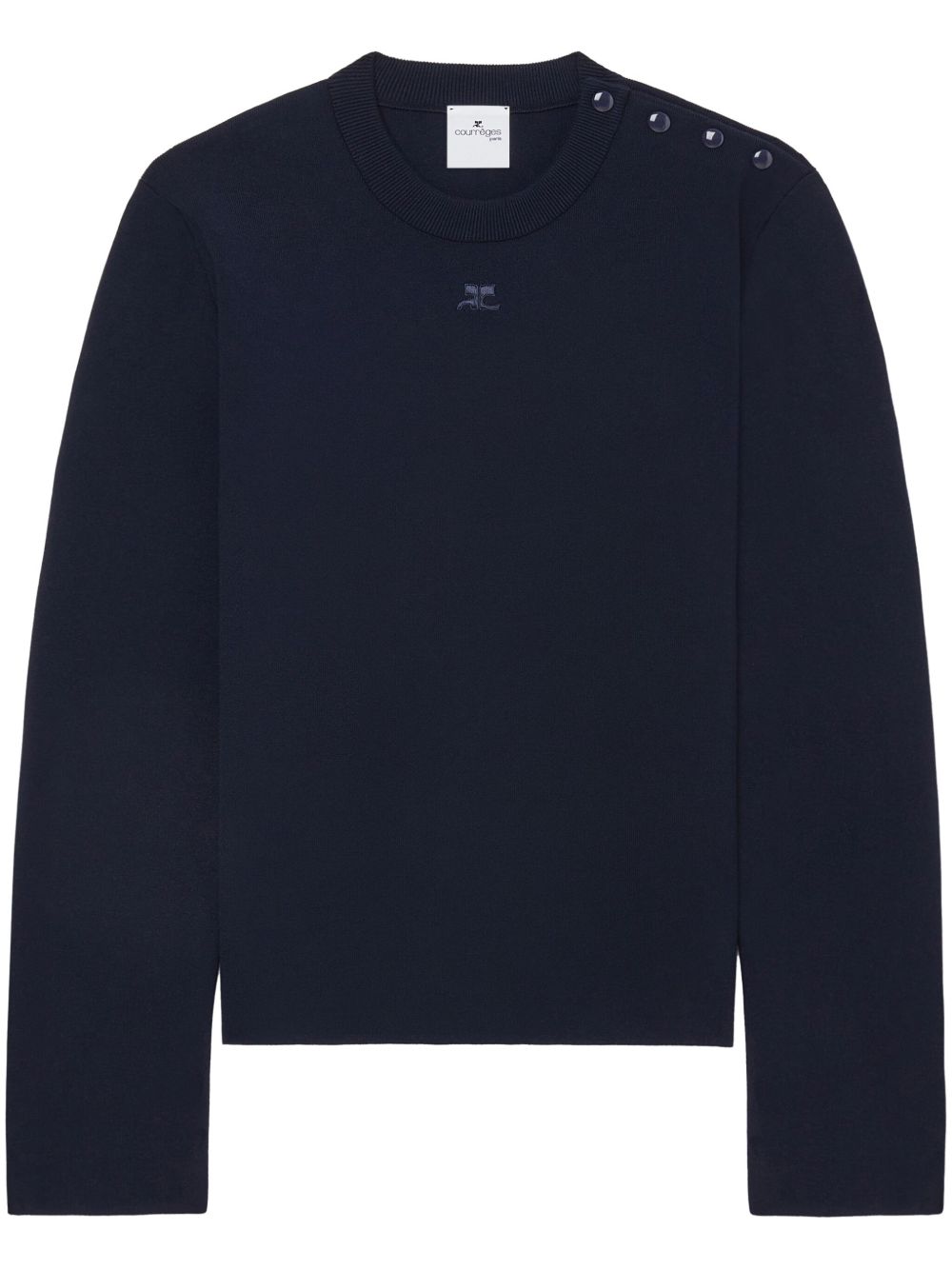 Courrèges logo贴花棉卫衣 - 蓝色