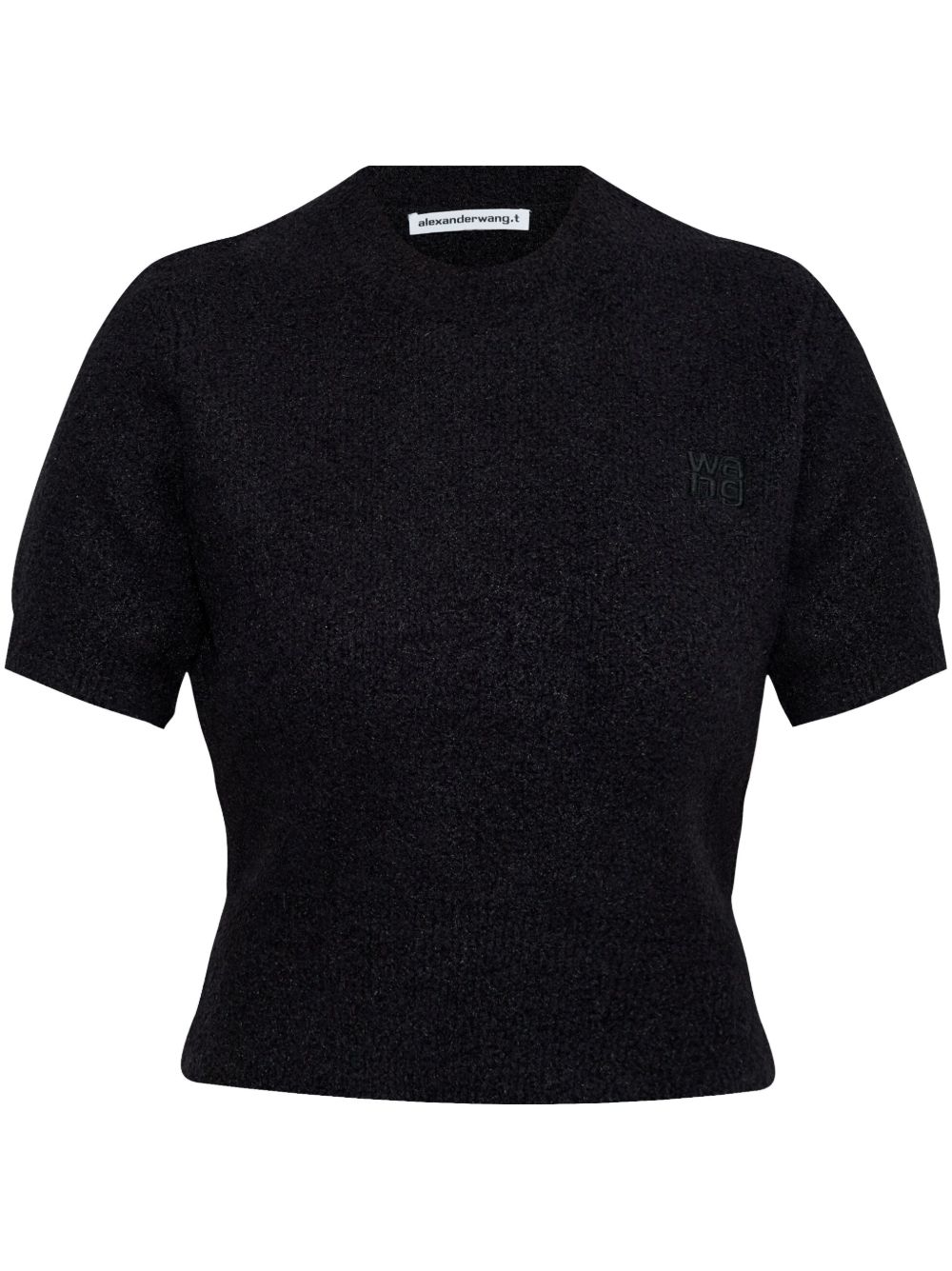 Alexander Wang logo刺绣针织上衣 - 黑色