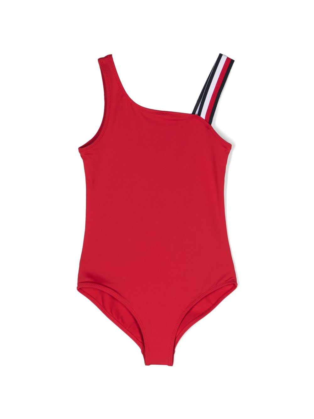 Tommy Hilfiger Junior Global 条纹不对称连体泳衣 - 红色