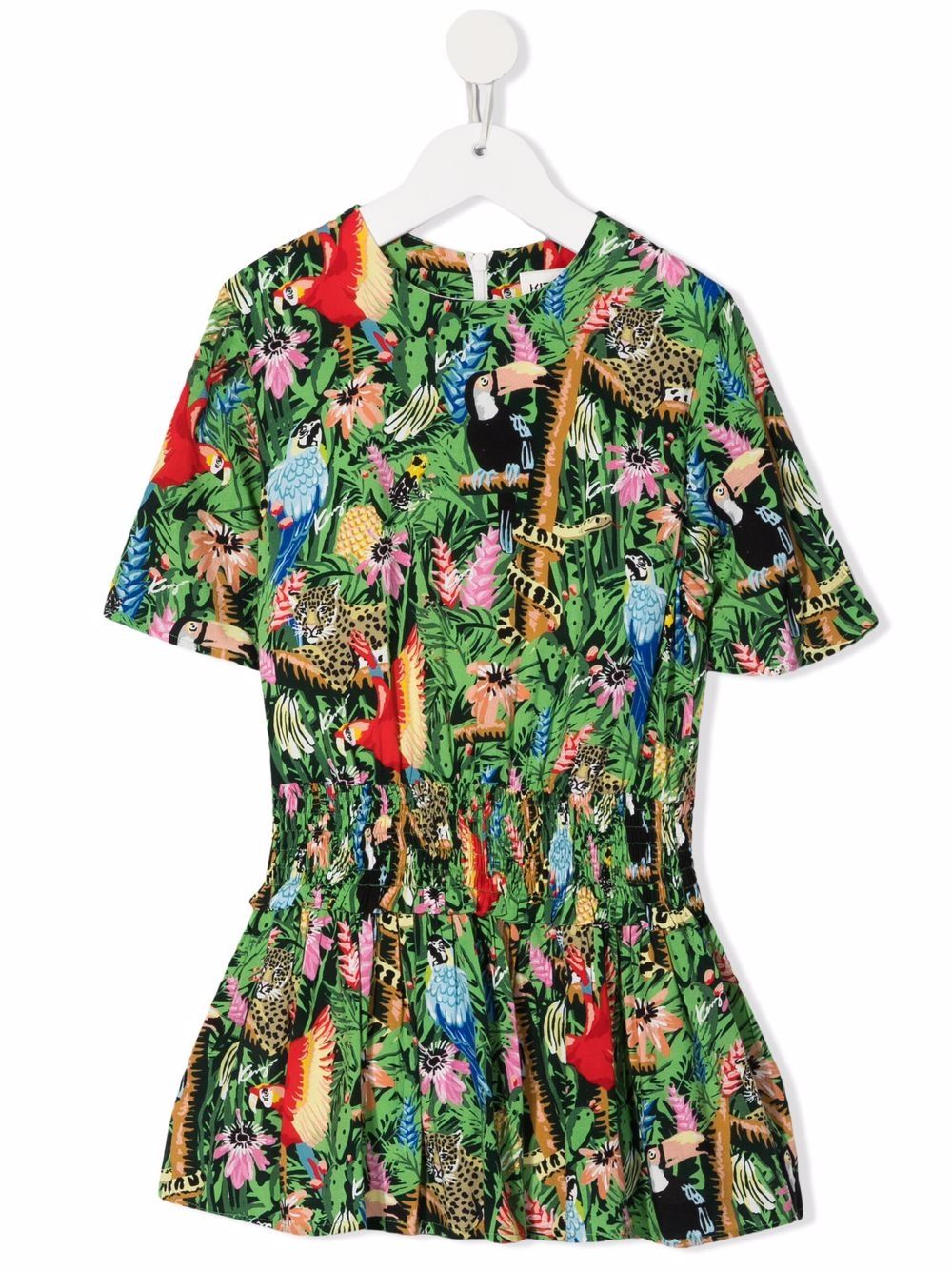 Kenzo Kids 丛林印花连衣裙 - 绿色
