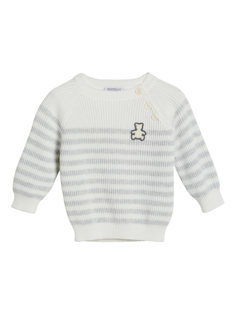 Brunello Cucinelli Kids 条纹毛衣 - 白色