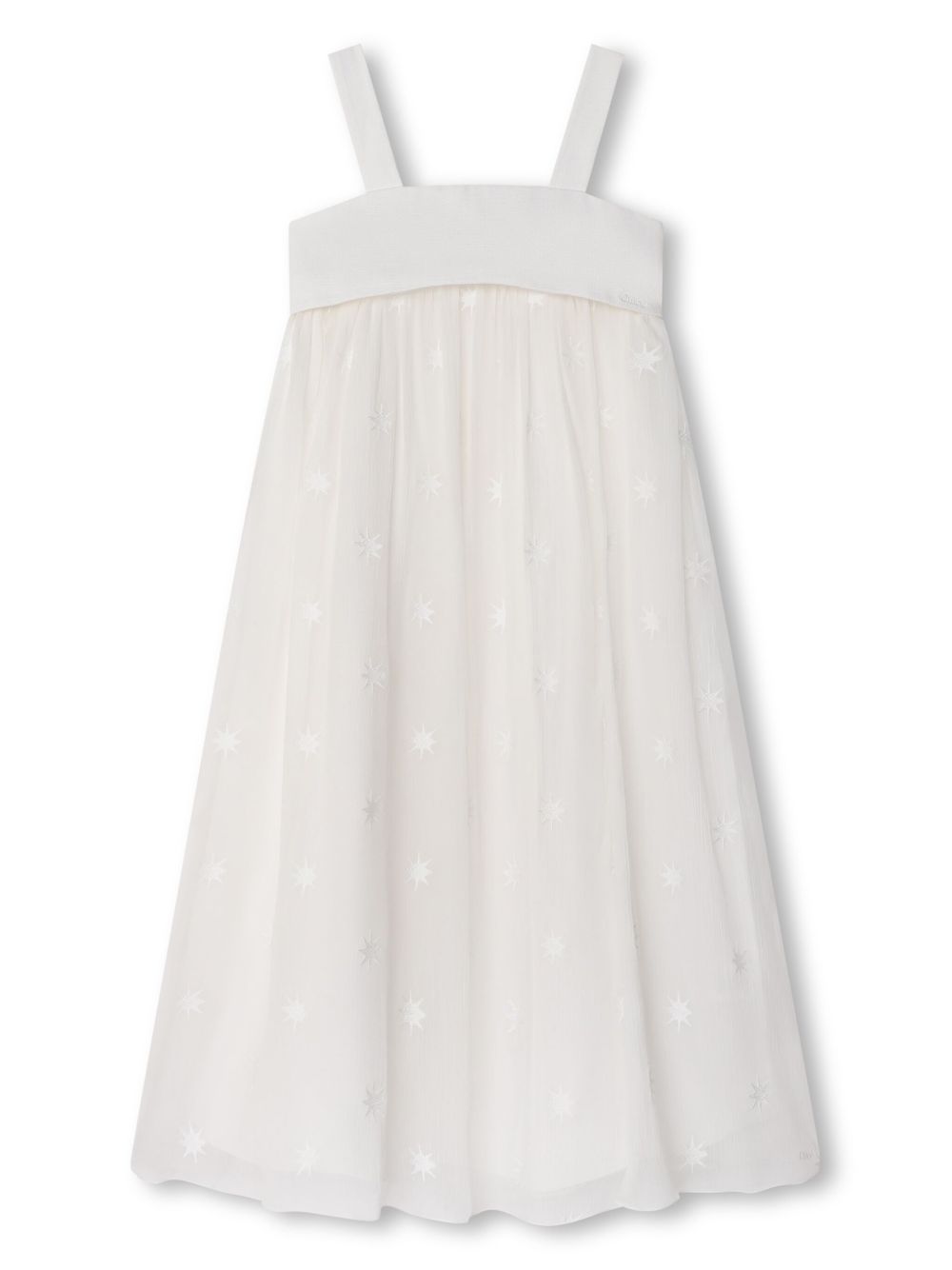 Chloé Kids 星星印花真丝连衣裙 - 白色