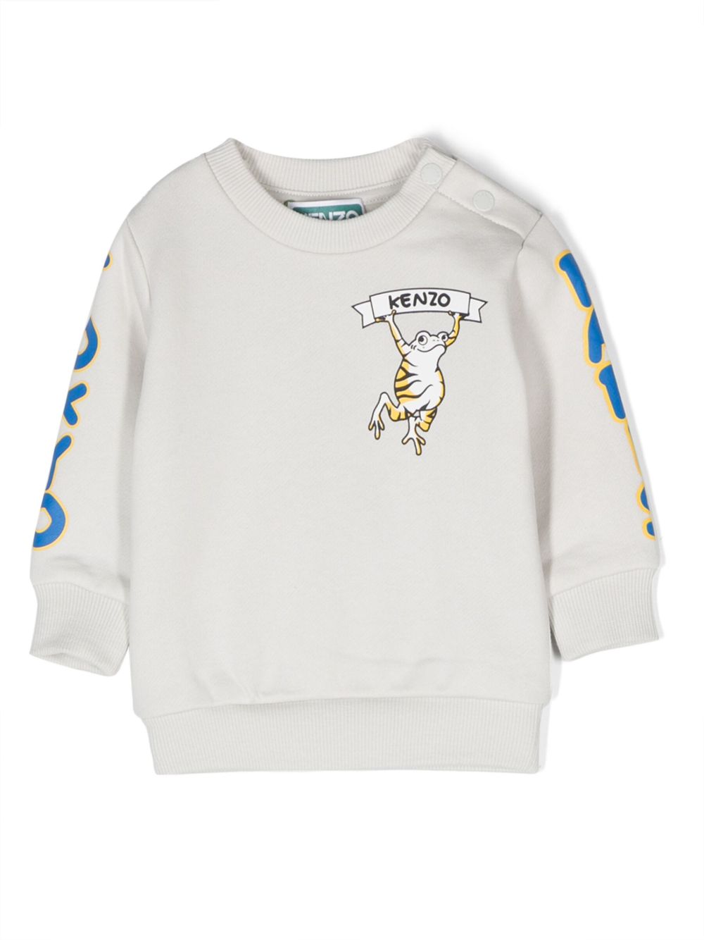 Kenzo Kids logo印花棉卫衣 - 灰色