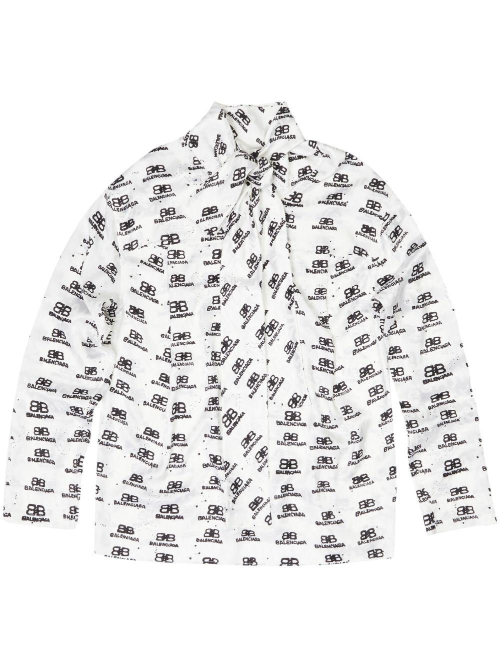 Balenciaga logo印花真丝罩衫 - 白色