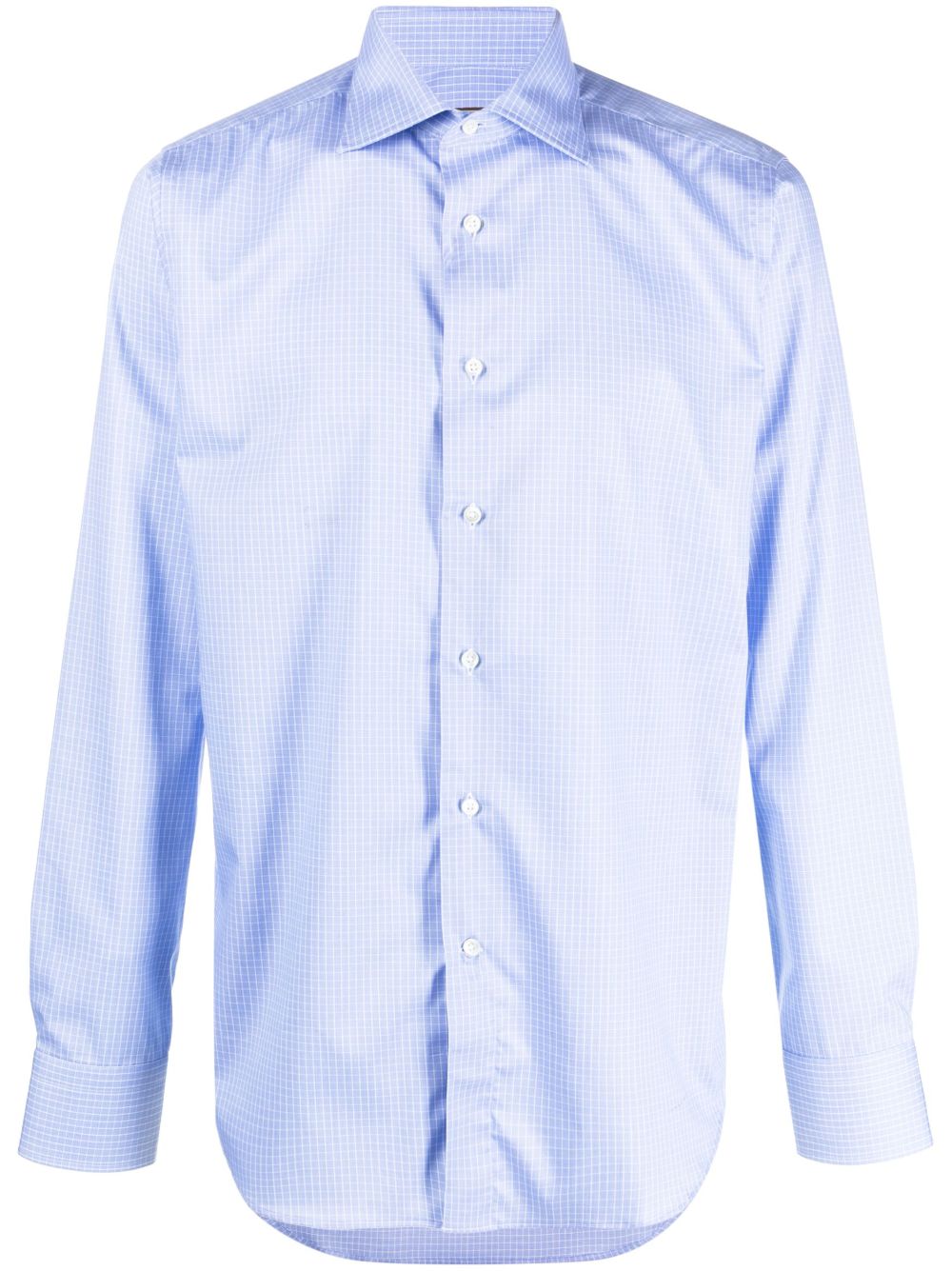 Canali 长袖棉衬衫 - 蓝色