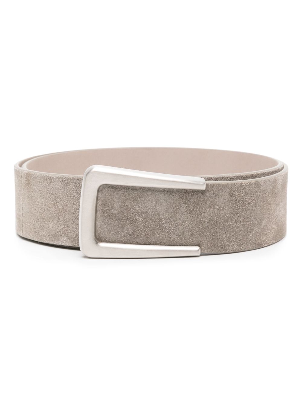 Brunello Cucinelli 绒面皮扣环腰带 - 灰色