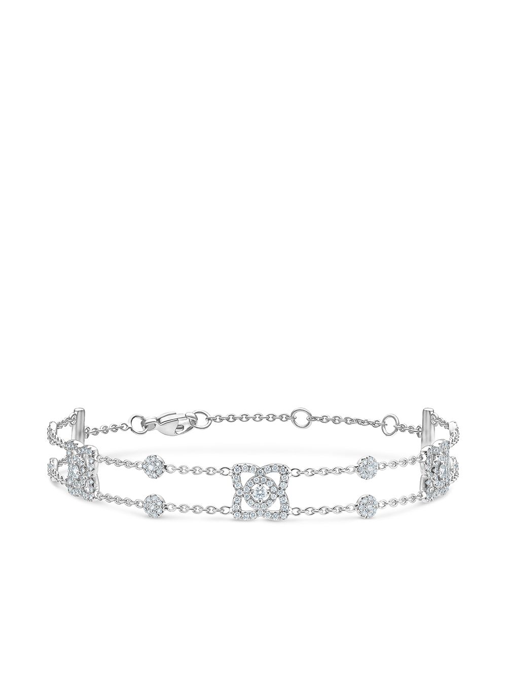 De Beers Jewellers Enchanted Lotus 18K白金三颗钻石吊饰手链 - 银色