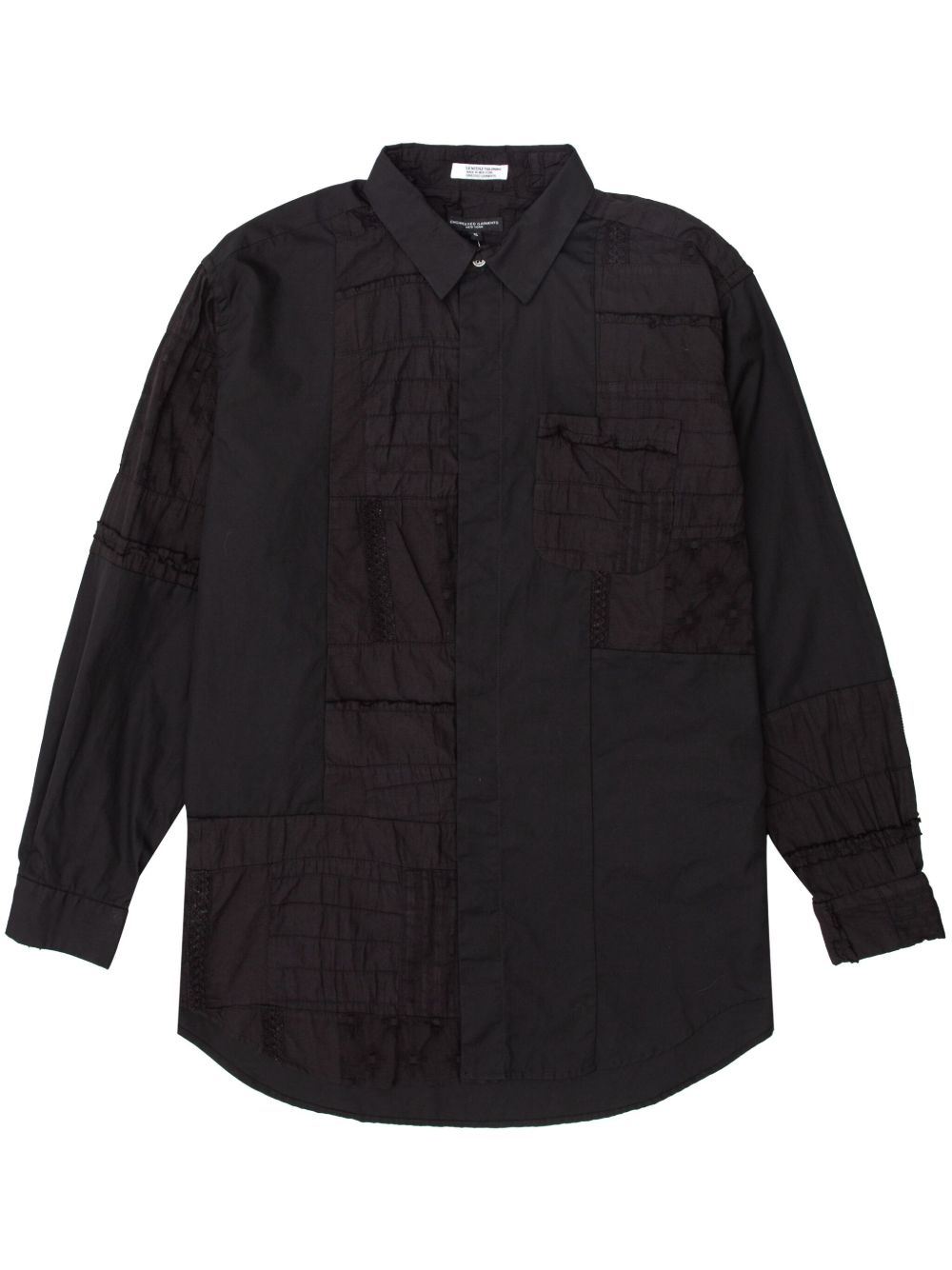 Engineered Garments 拼贴设计短领衬衫 - 黑色