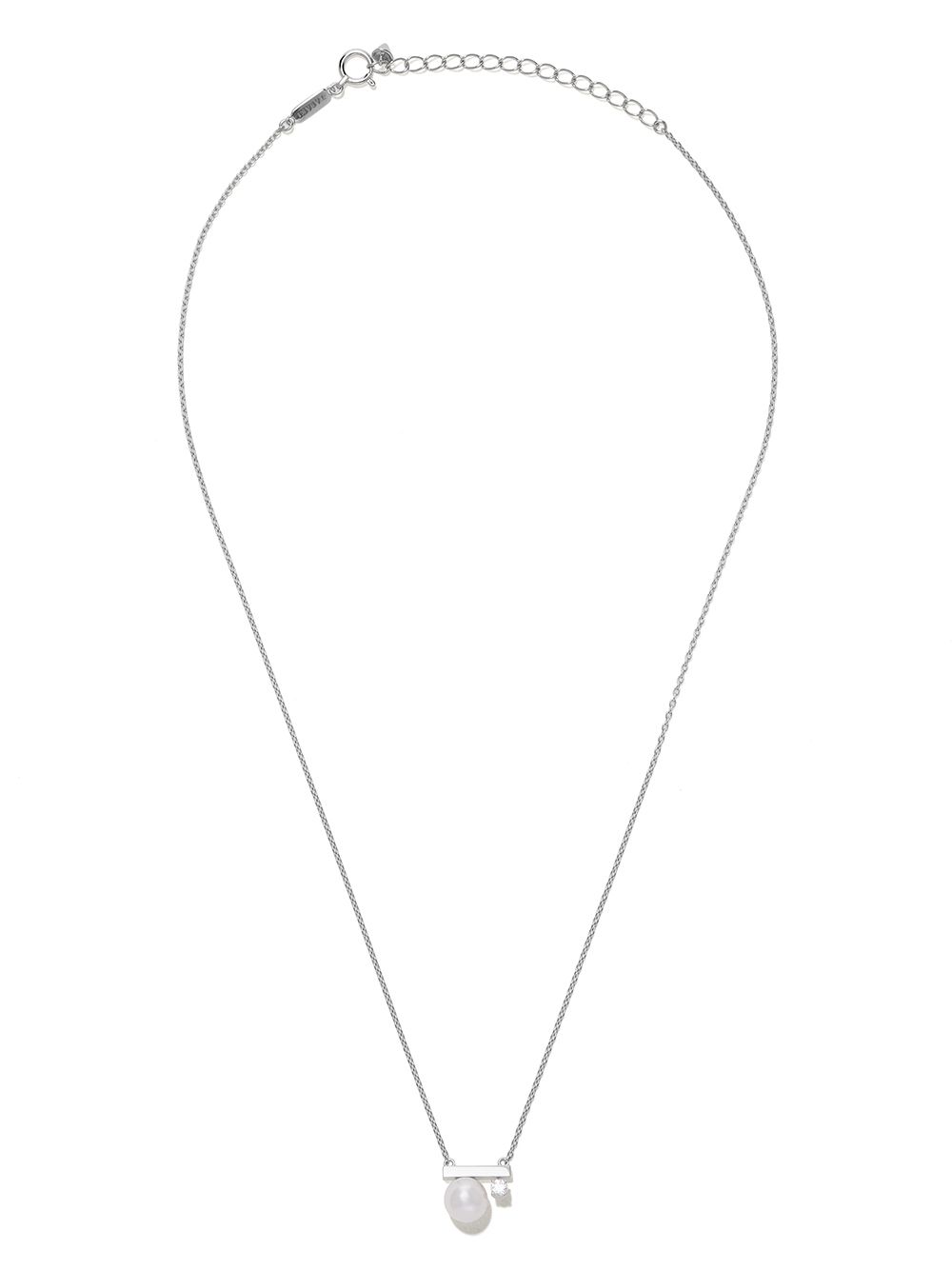 TASAKI Balance Class 18K白金小号阿古屋珍珠钻石吊饰项链 - 银色