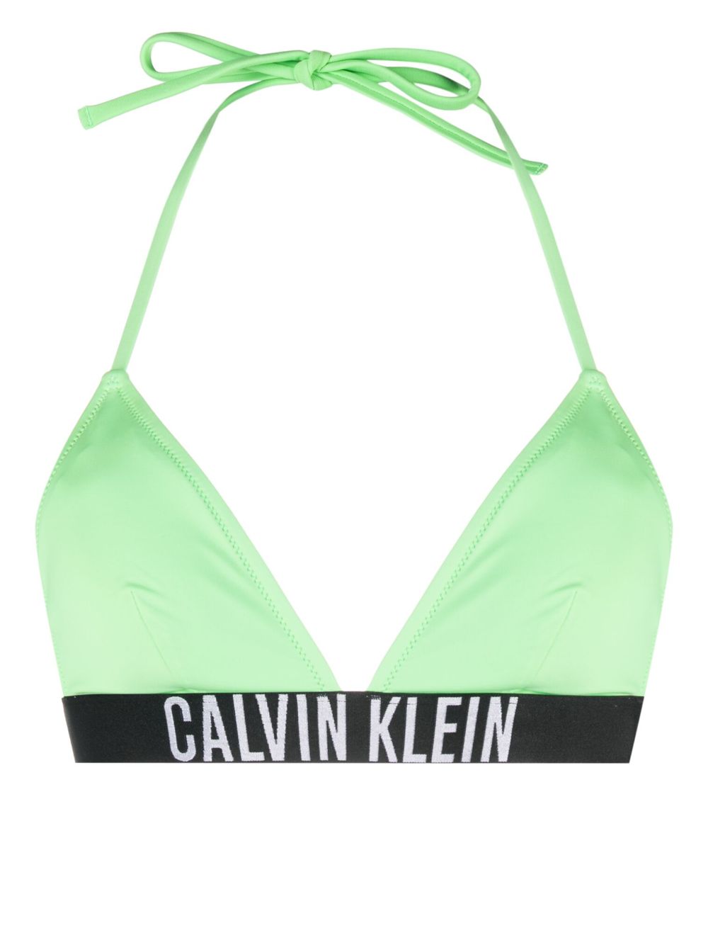 Calvin Klein logo织带三角形比基尼上装 - 绿色