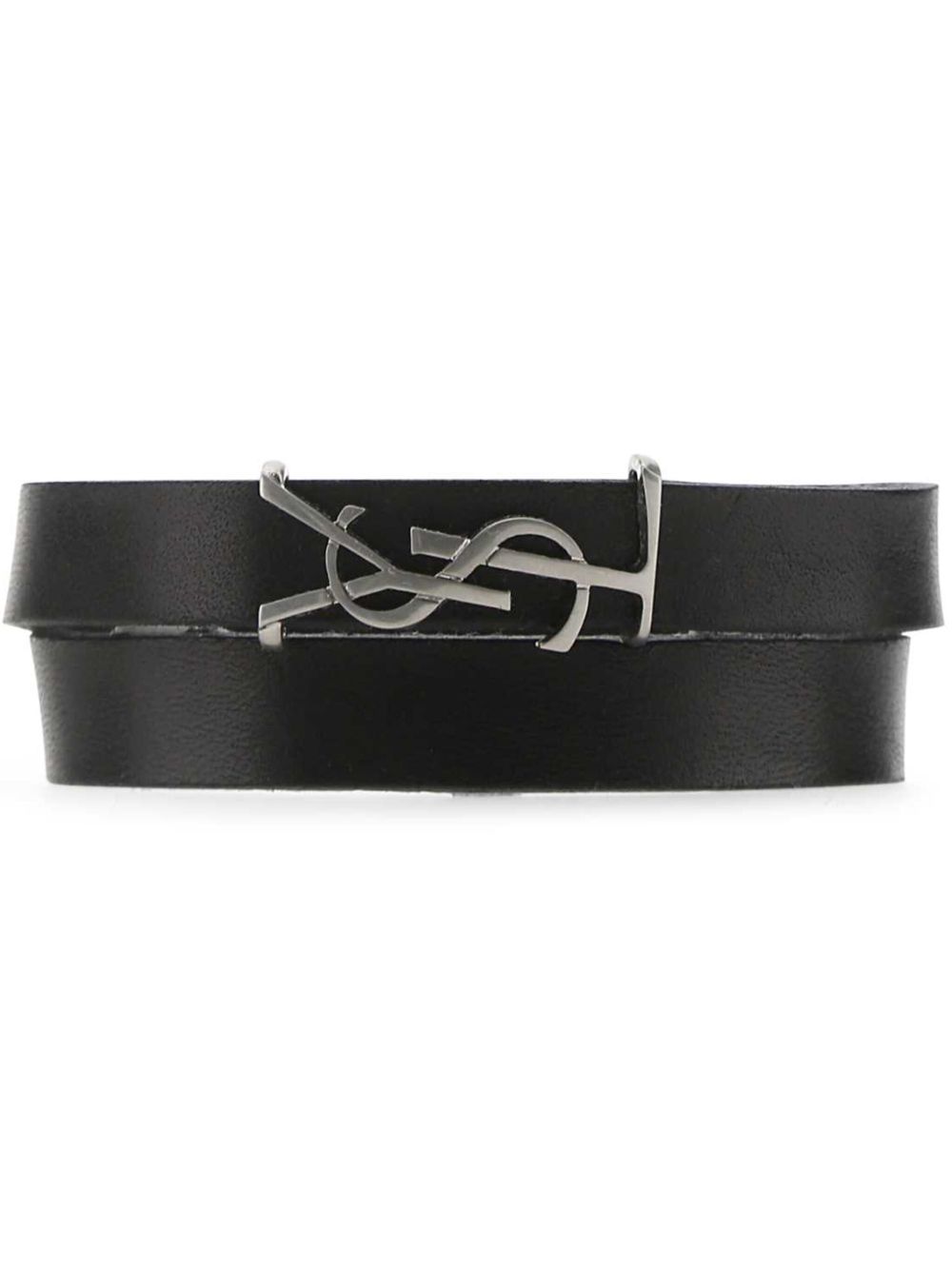Saint Laurent Cassandre 皮质手链 - 金色