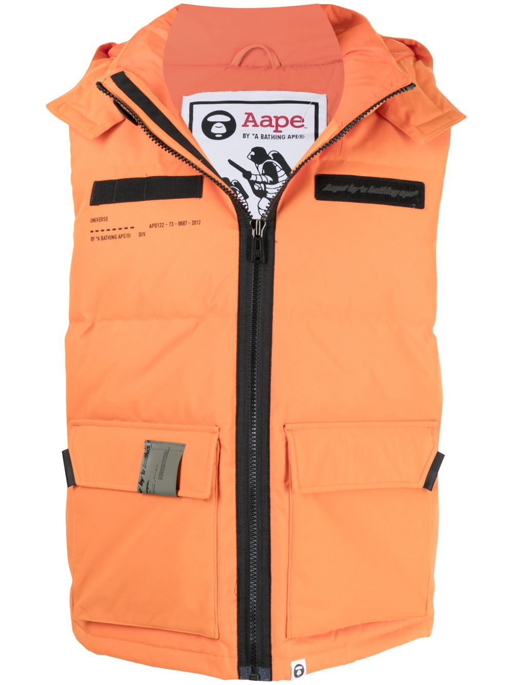 AAPE BY *A BATHING APE® 拉链填充马甲 - 橘色