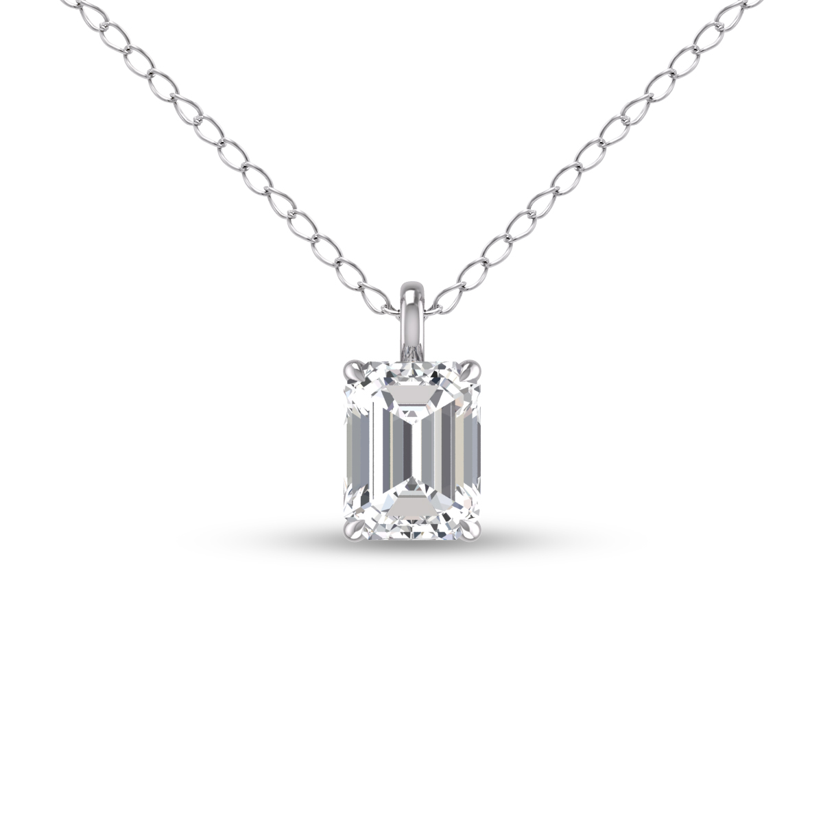 Lab Grown 1/2 Carat Emerald Solitaire Diamond Pendant in 14K White Gold