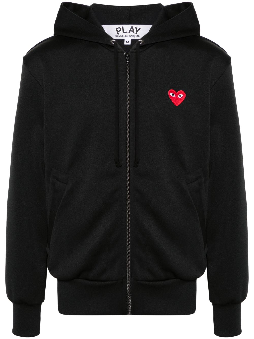 Comme Des Garçons Play 爱心刺绣拉链连帽衫 - 黑色