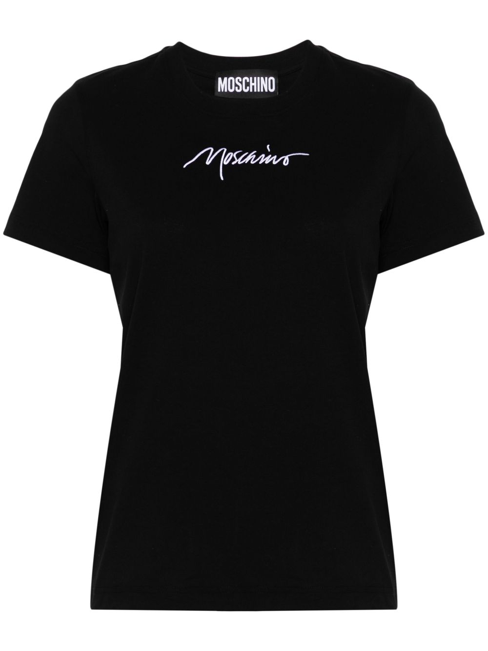 Moschino logo刺绣T恤 - 黑色