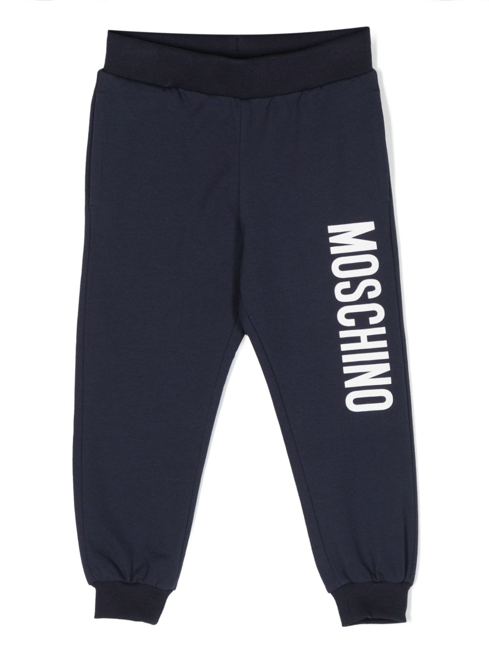 Moschino Kids logo印花弹性棉运动裤 - 蓝色
