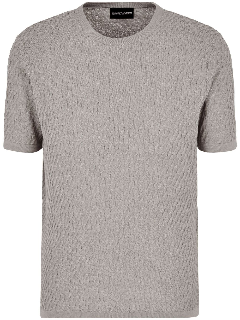 Emporio Armani ASV 压纹图案莱赛尔纤维混纺毛衣 - 灰色