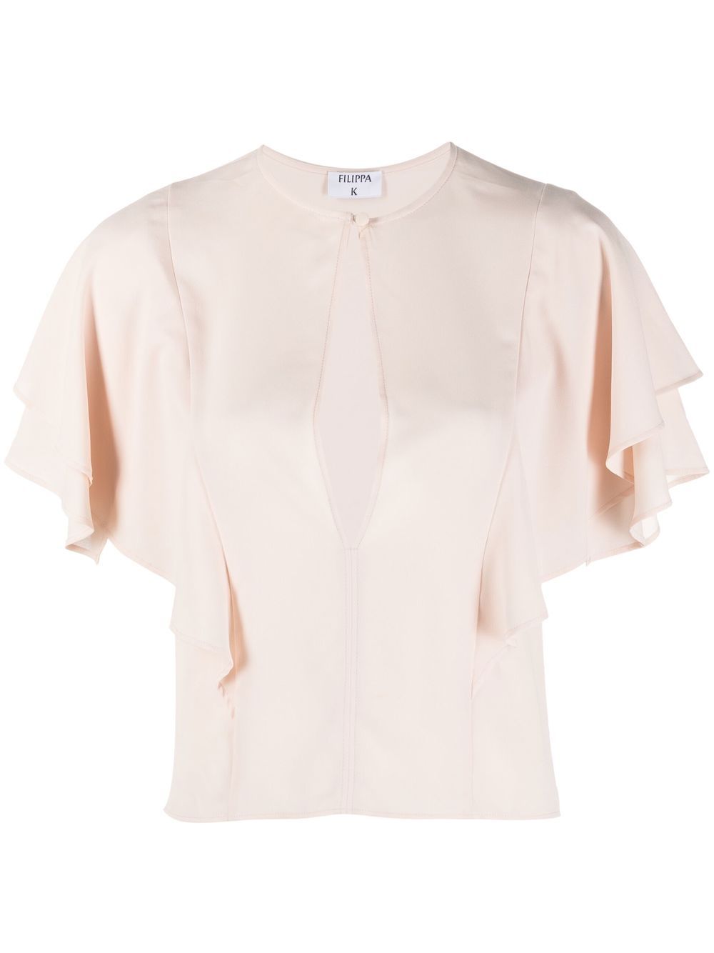 Filippa K 钥匙孔领荷叶袖罩衫 - 粉色