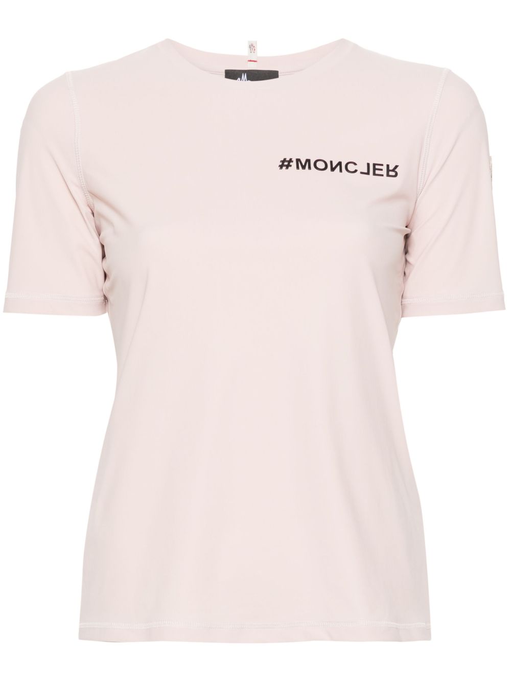 Moncler Grenoble logo压纹功能性平纹针织T恤 - 粉色