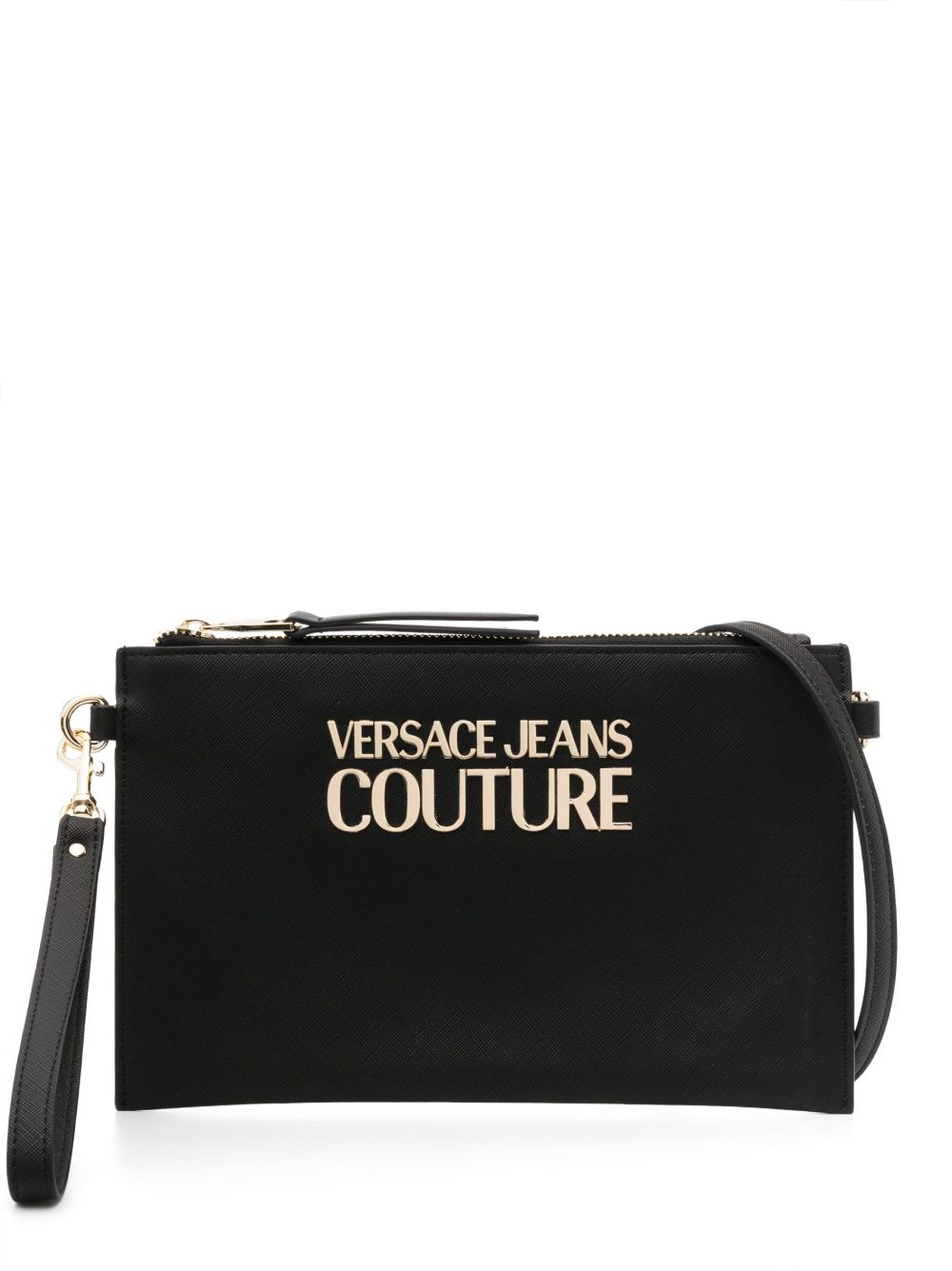 Versace Jeans Couture logo标牌细节手拿包 - 黑色