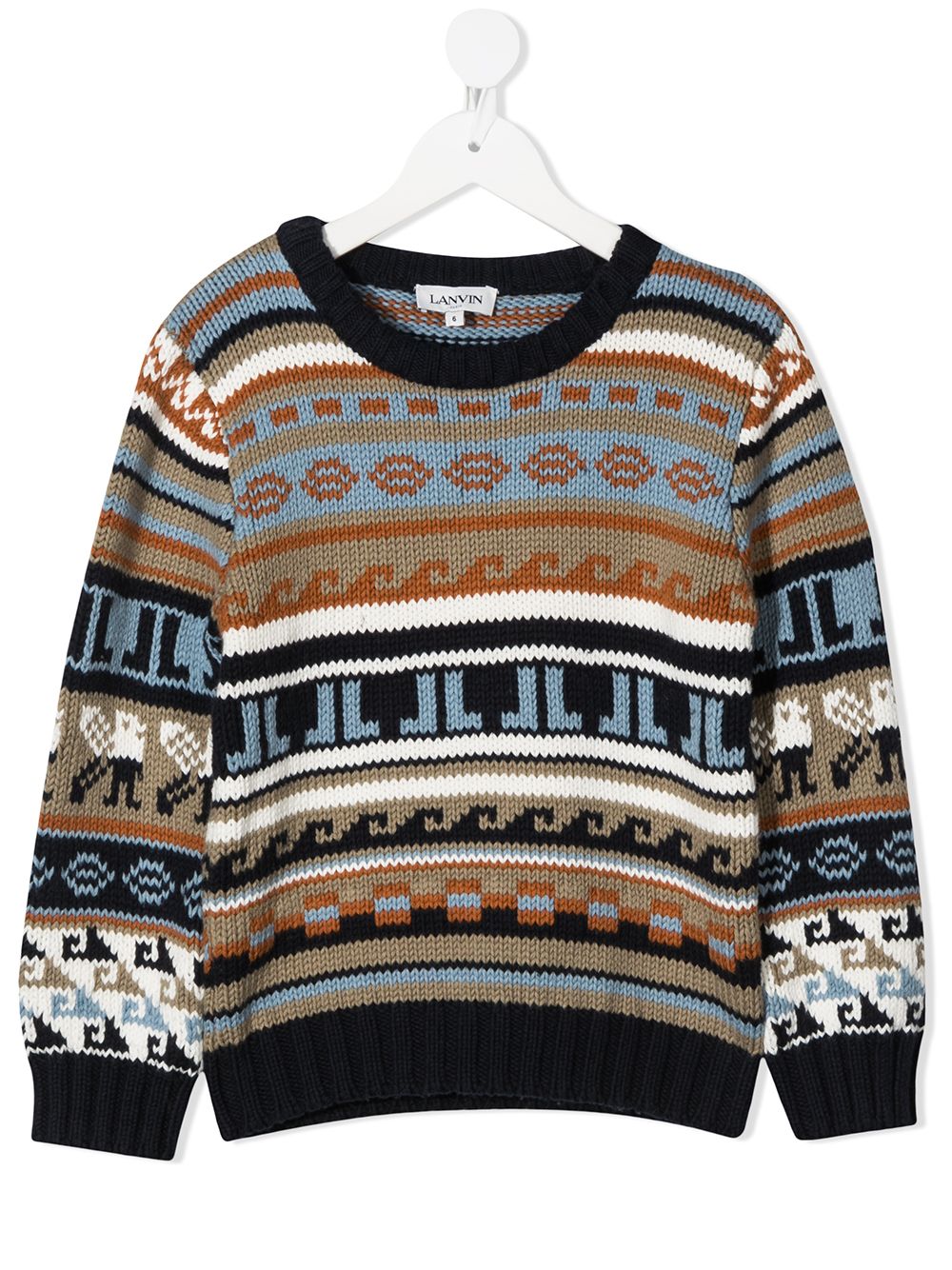 Lanvin Enfant 费尔岛针织毛衣 - 蓝色