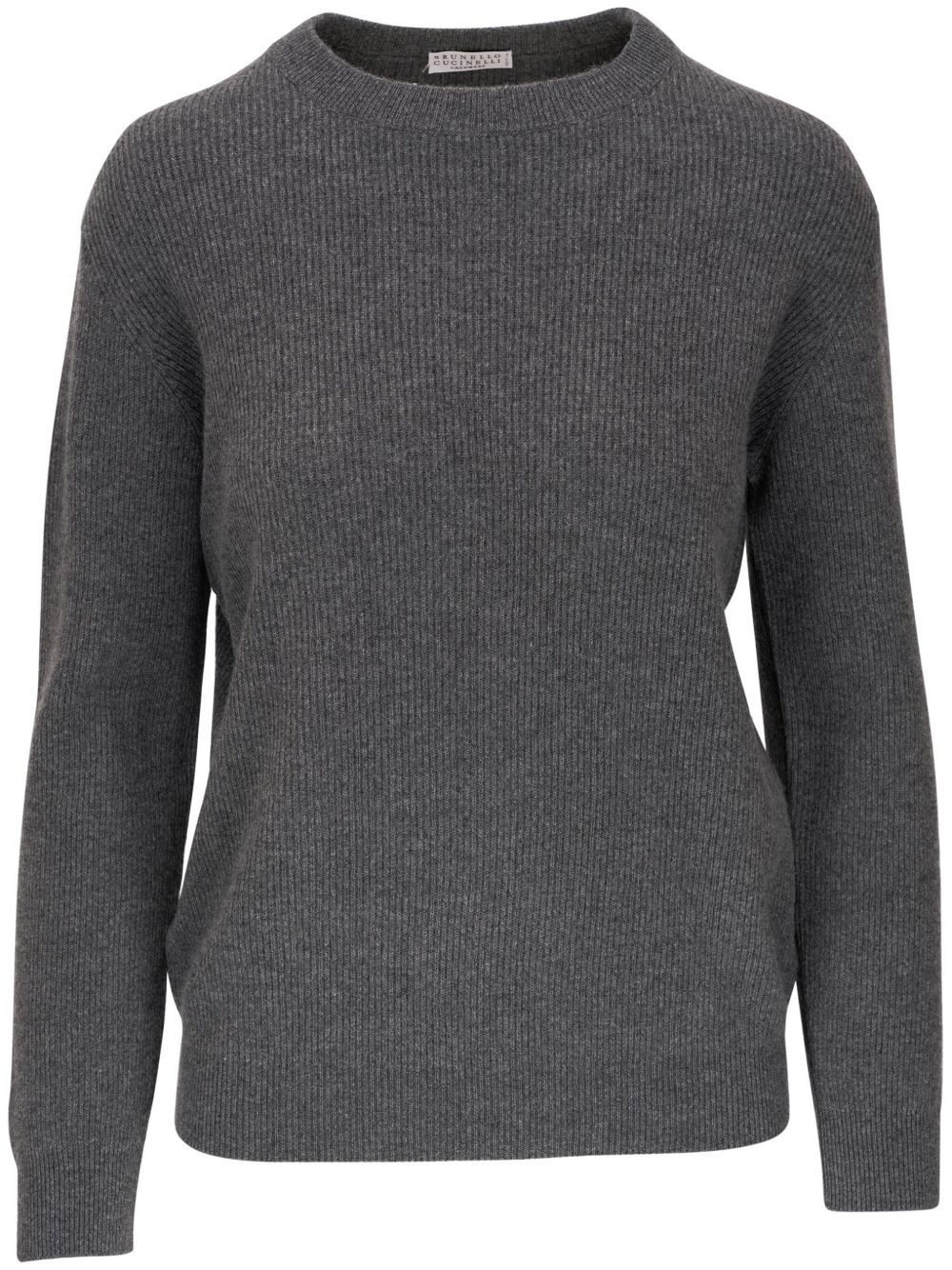 Brunello Cucinelli 罗纹长袖羊绒毛衣 - 灰色
