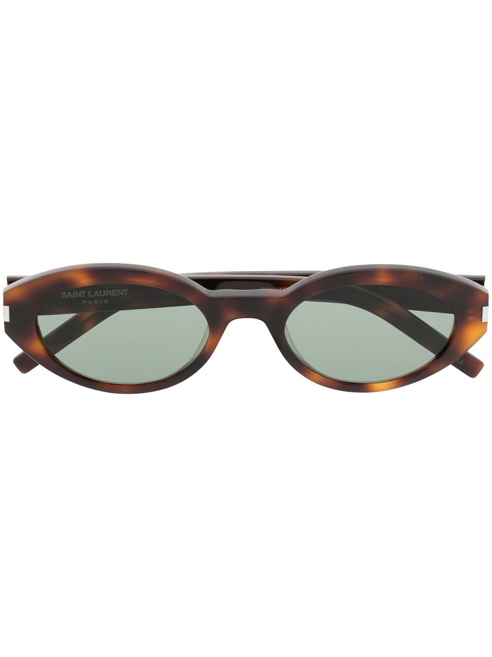 Saint Laurent Eyewear 玳瑁纹椭圆形镜框太阳眼镜 - 褐色