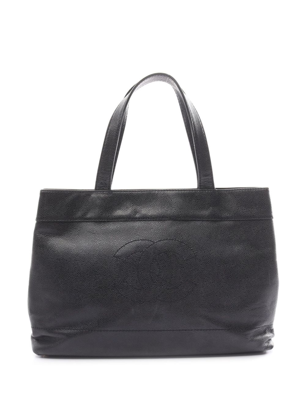 CHANEL Pre-Owned CC 皮质手提包（2002-2003年典藏款） - 黑色