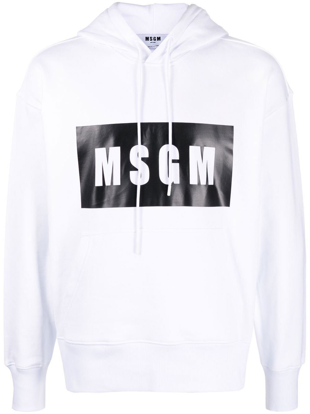 MSGM logo印花棉连帽衫 - 白色