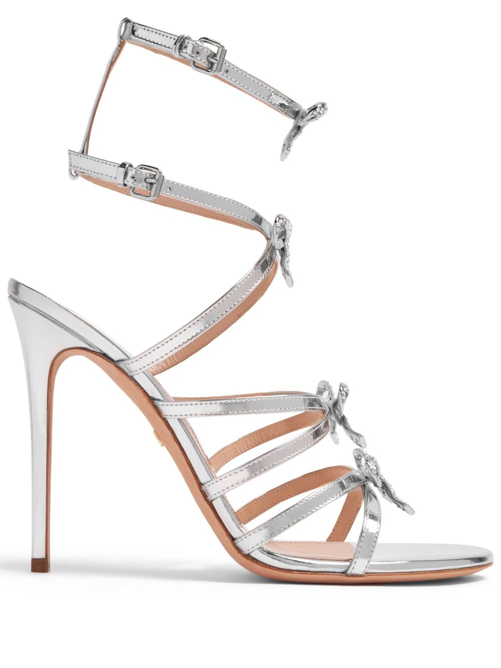 Giambattista Valli Love Bow 金属感高跟凉鞋 - 银色