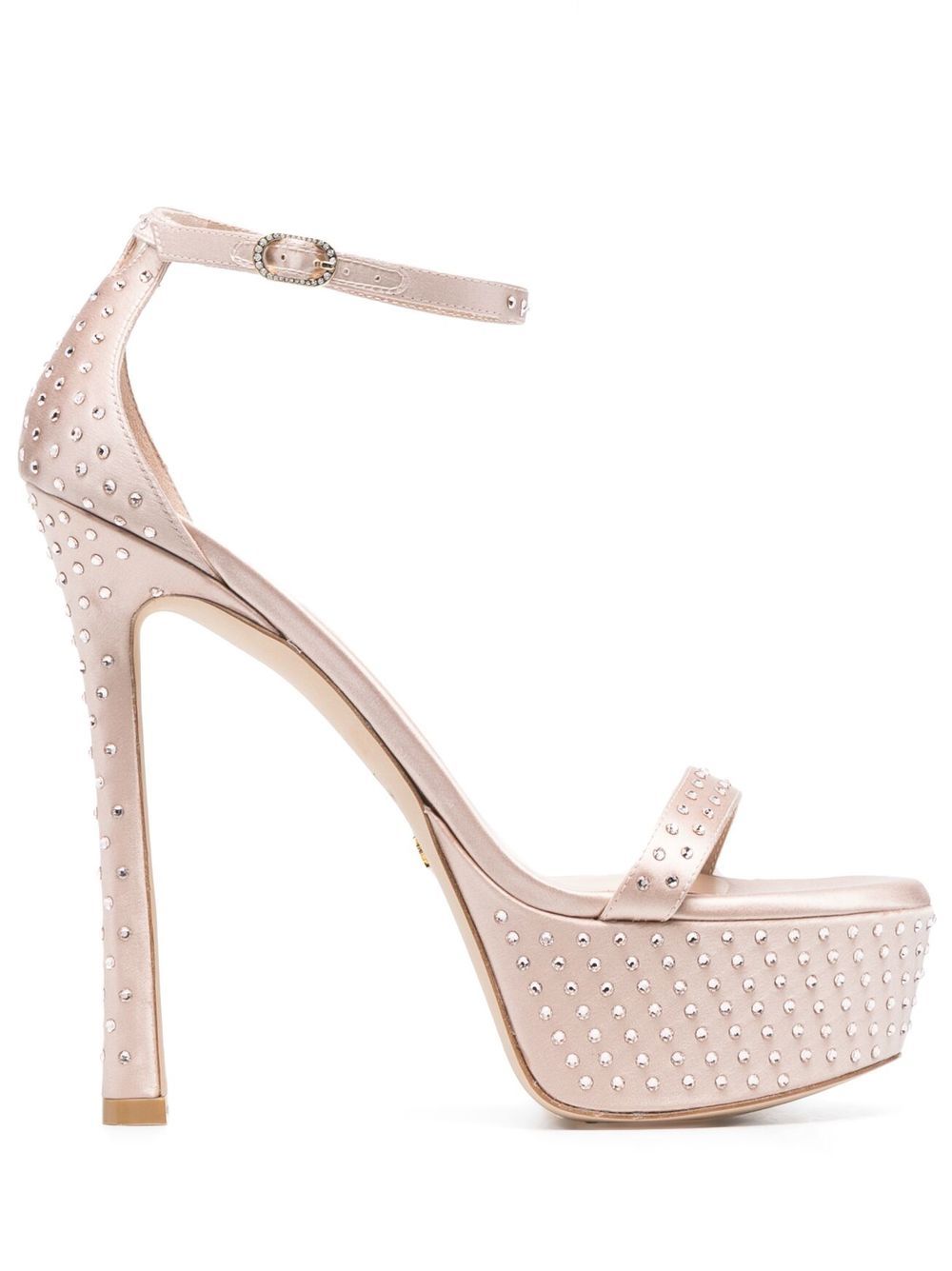 Stuart Weitzman 水钻水台式高跟凉鞋 - 粉色