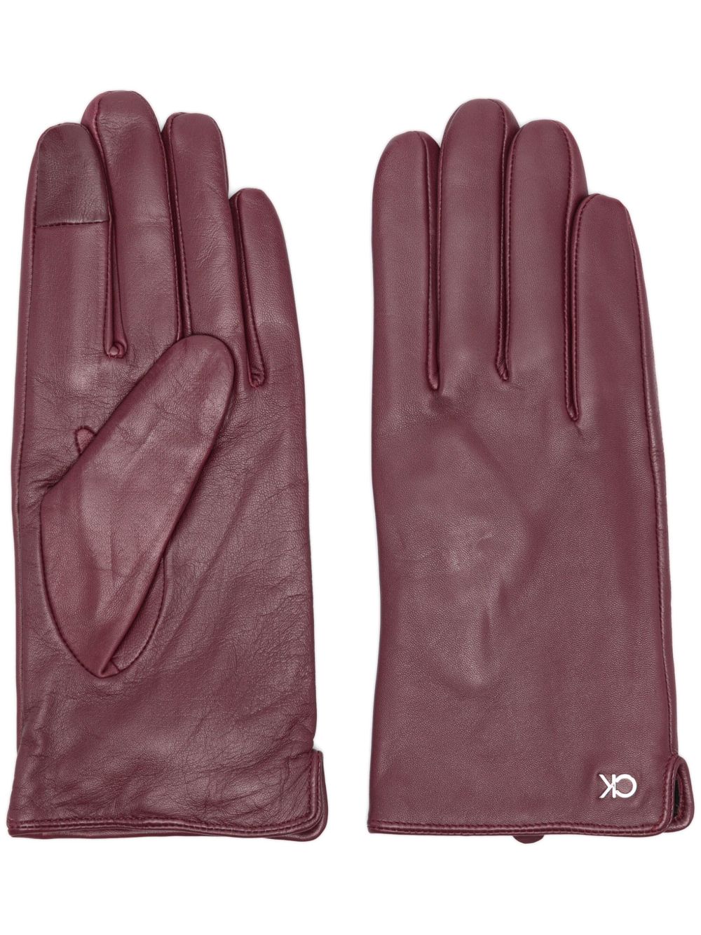 Calvin Klein leather gloves - 红色
