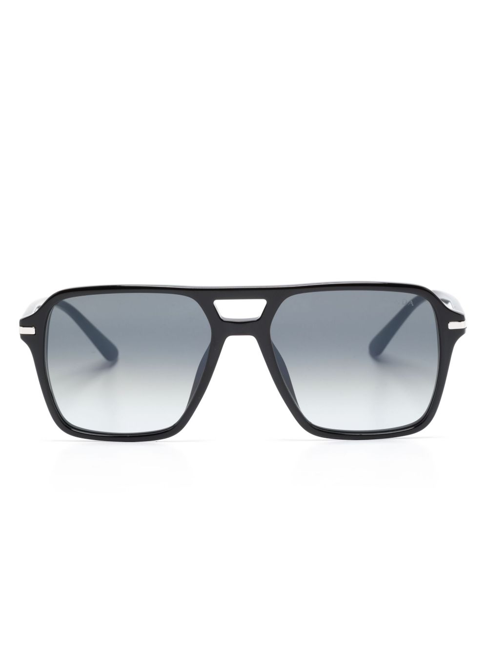 Prada Eyewear logo标牌飞行员镜框太阳眼镜 - 黑色
