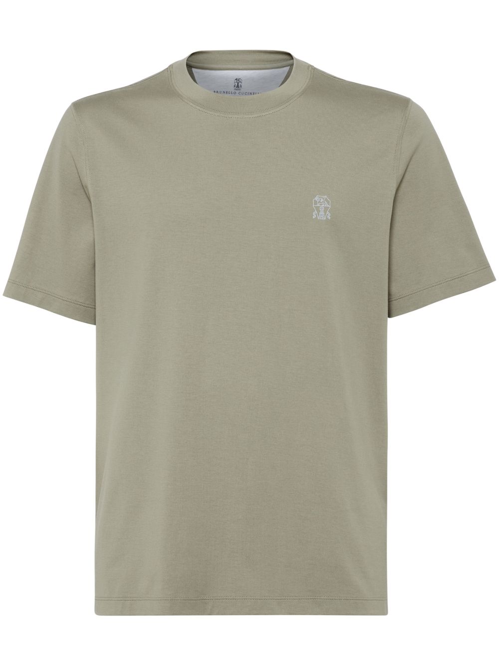 Brunello Cucinelli logo刺绣棉T恤 - 绿色
