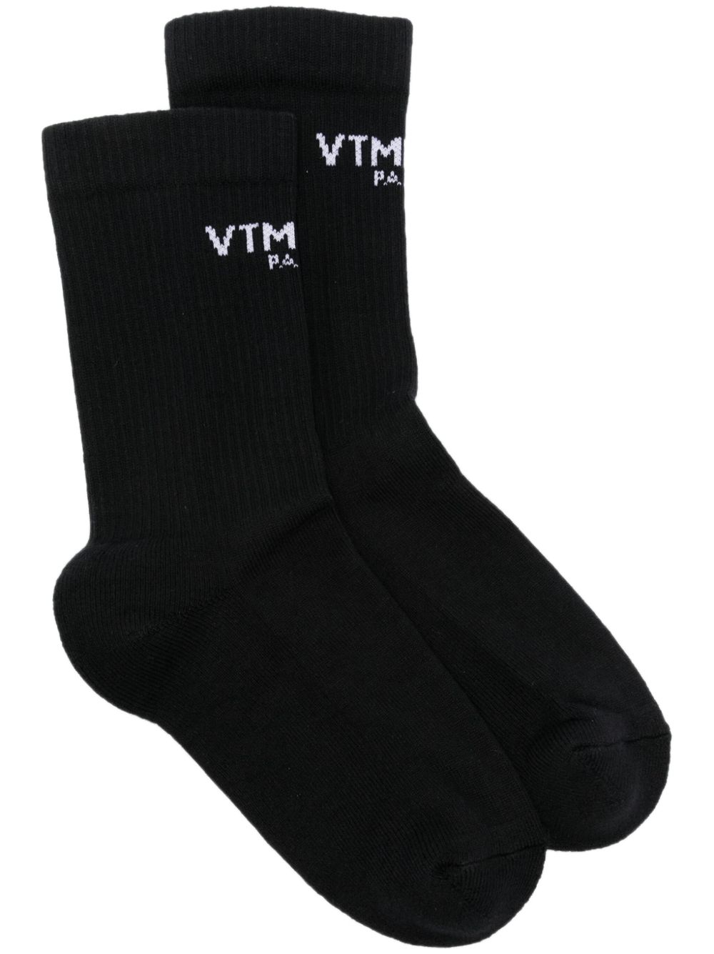 VTMNTS 嵌花logo针织袜 - 黑色