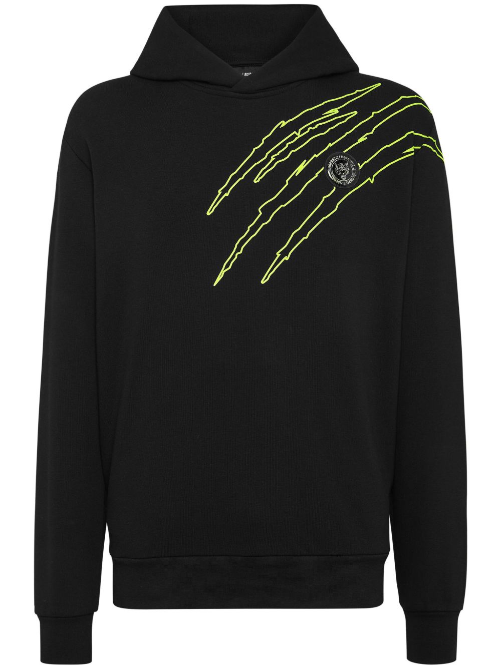 Plein Sport logo印花棉混纺连帽衫 - 黑色