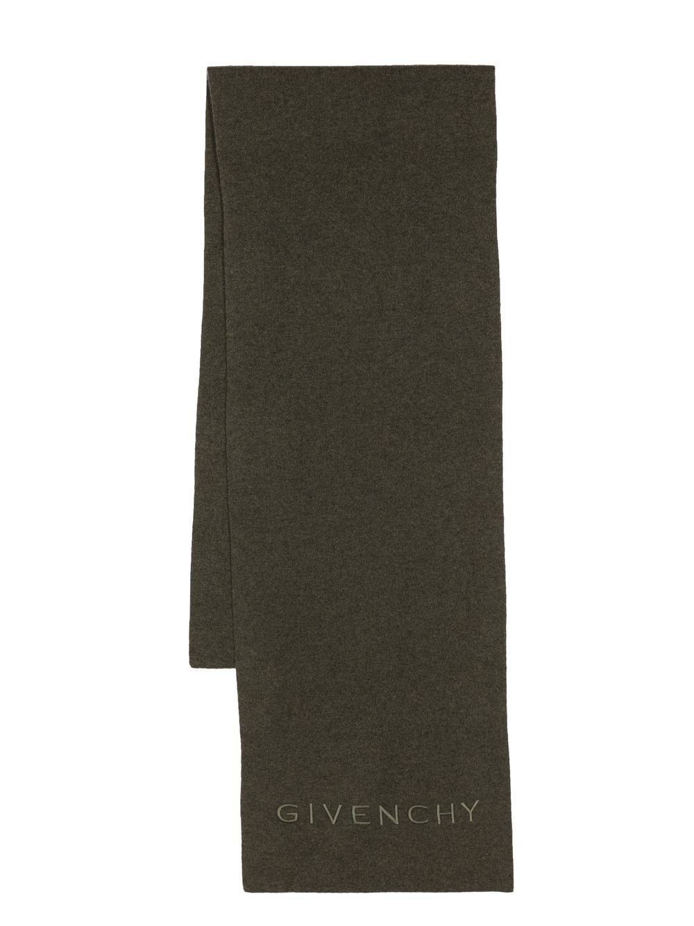 Givenchy logo刺绣羊毛围巾 - 绿色