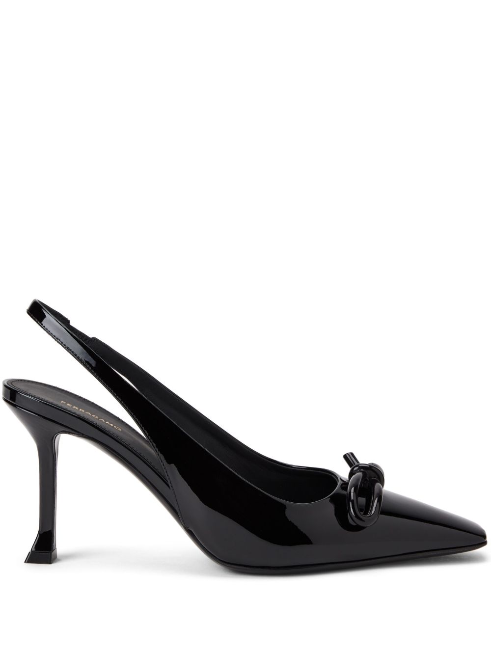 Ferragamo 蝴蝶结细节裹踝高跟鞋 - 黑色