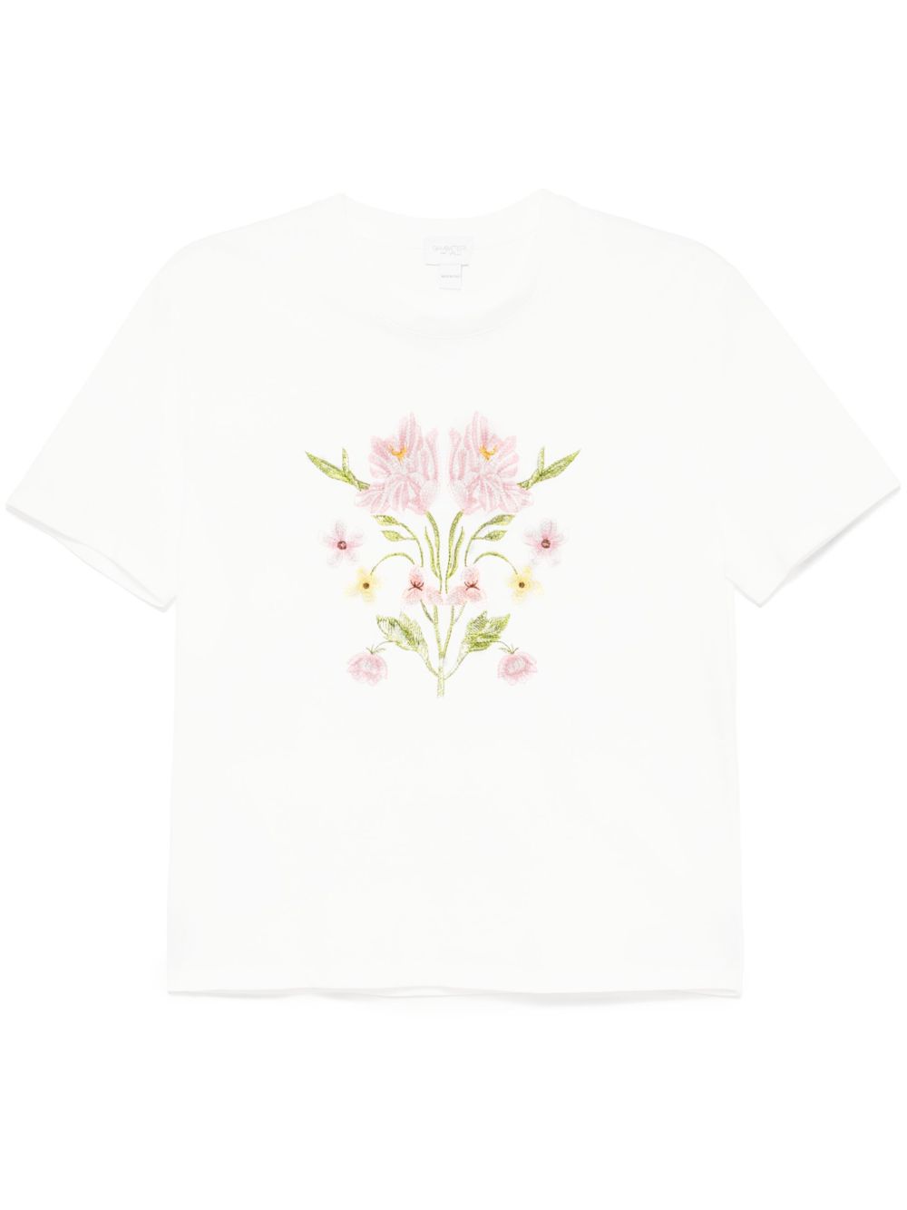 Giambattista Valli 花卉刺绣T恤 - 白色